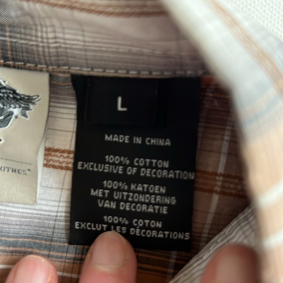 Harley Davidson Short Sleeve Brown Plaid Snap Button Down Blouse - Picture 2 of 9